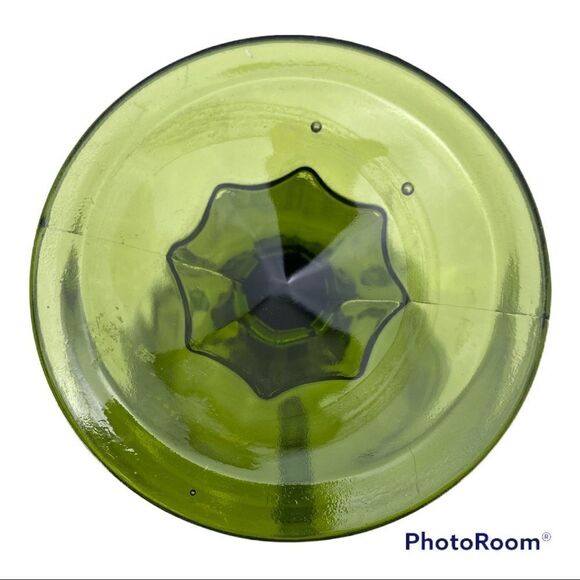 Vintage Indiana Glass Scalloped Teardrop Compote- GREEN - Picture 4 of 7